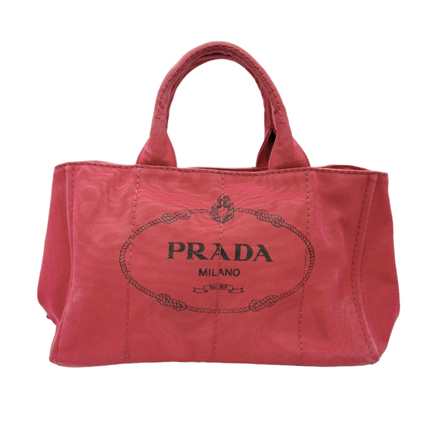 プラダ PRADA ショルダーバッグ ハンドバッグ カナパ キャンバス レッド レディース 送料無料【中古】 z0762