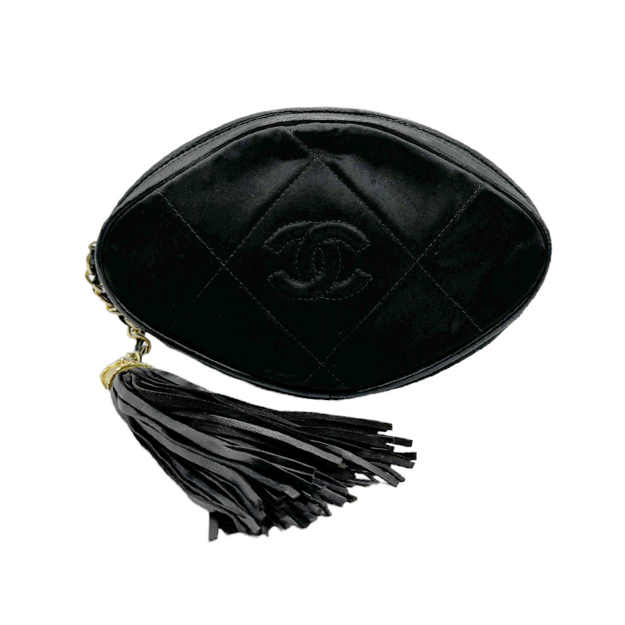 シャネル CHANEL アクセサリーポーチ ナイロン/レザー ブラック レディース 送料無料【中古】 z0844