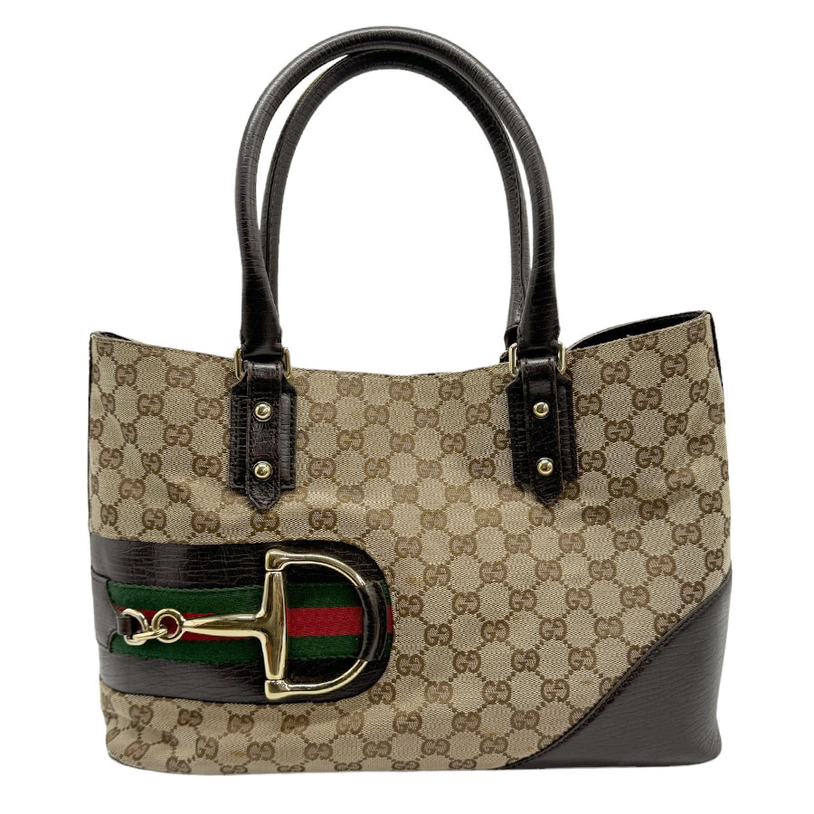 グッチ GUCCI ショルダーバッグ トートバッグ GGキャンバス ブラウン ユニセックス 137385 送料無料【中古】 z0828