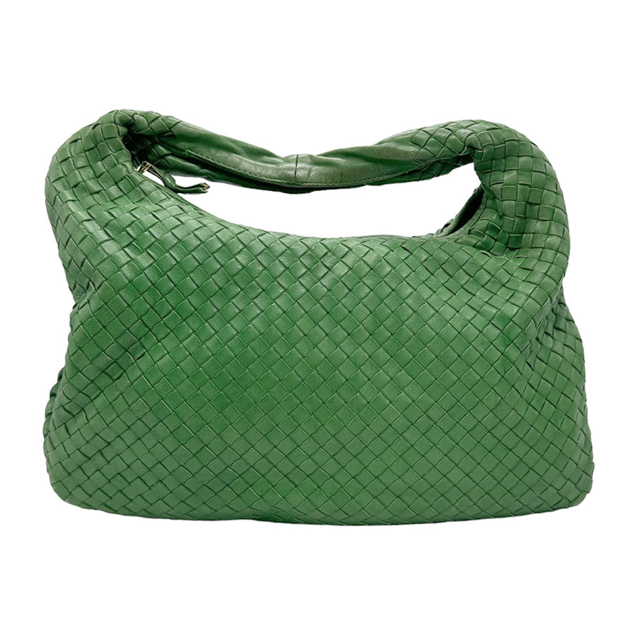 ボッテガヴェネタ BOTTEGAVENETA ハンドバッグ イントレチャート レザー グリーン レディース 送料無料【中古】 z0977