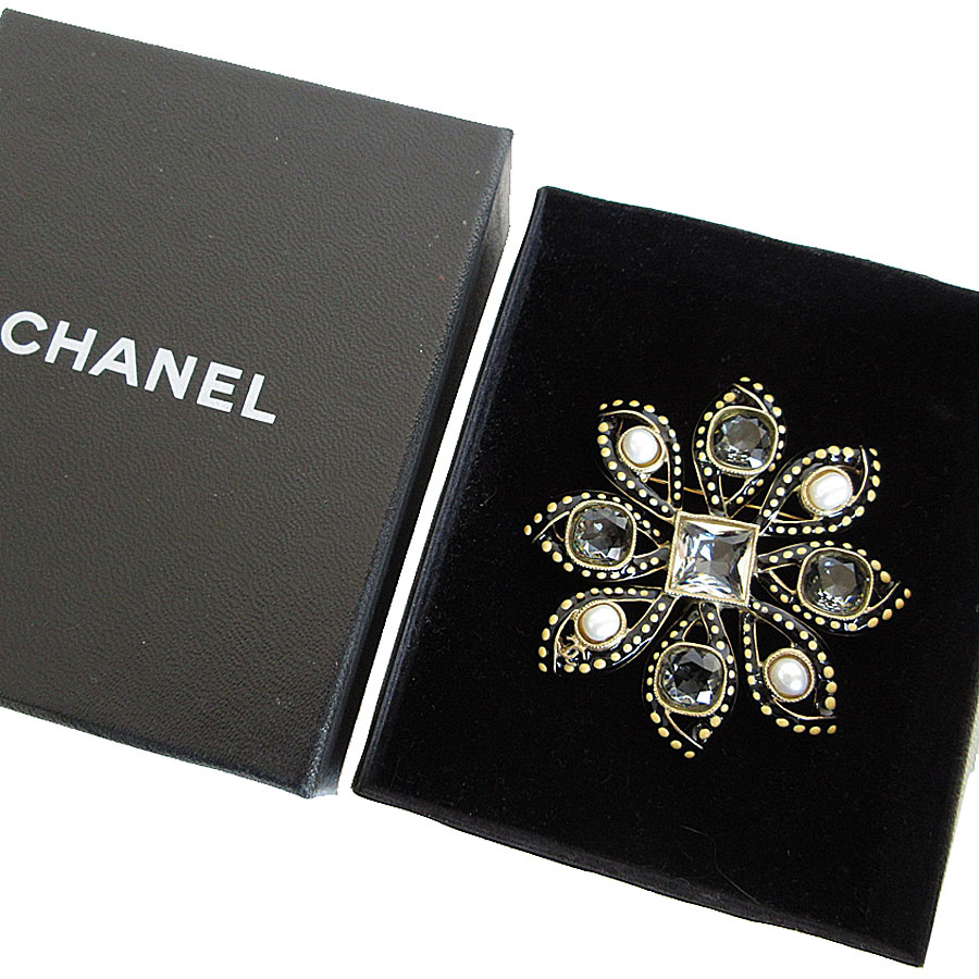 CHANEL ヴィンテージ ココマーク ラインストーン ピンブローチ CHANEL ヴィンテージ ココマーク ラインストーン ピンブローチ