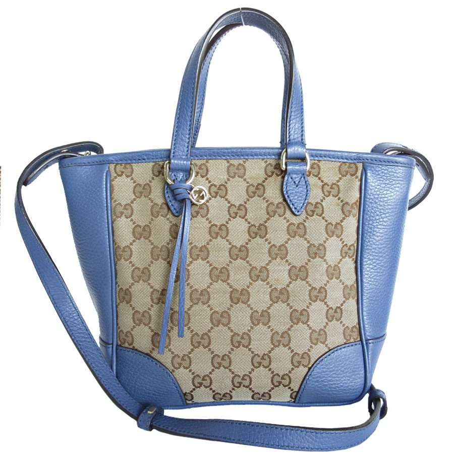 グッチ GUCCI ハンドバッグ 斜め掛けショルダーバッグ GGキャンバス キャンバス/レザー ベージュブラウン/ブルー レディース 449241 送料無料【中古】 s0204g