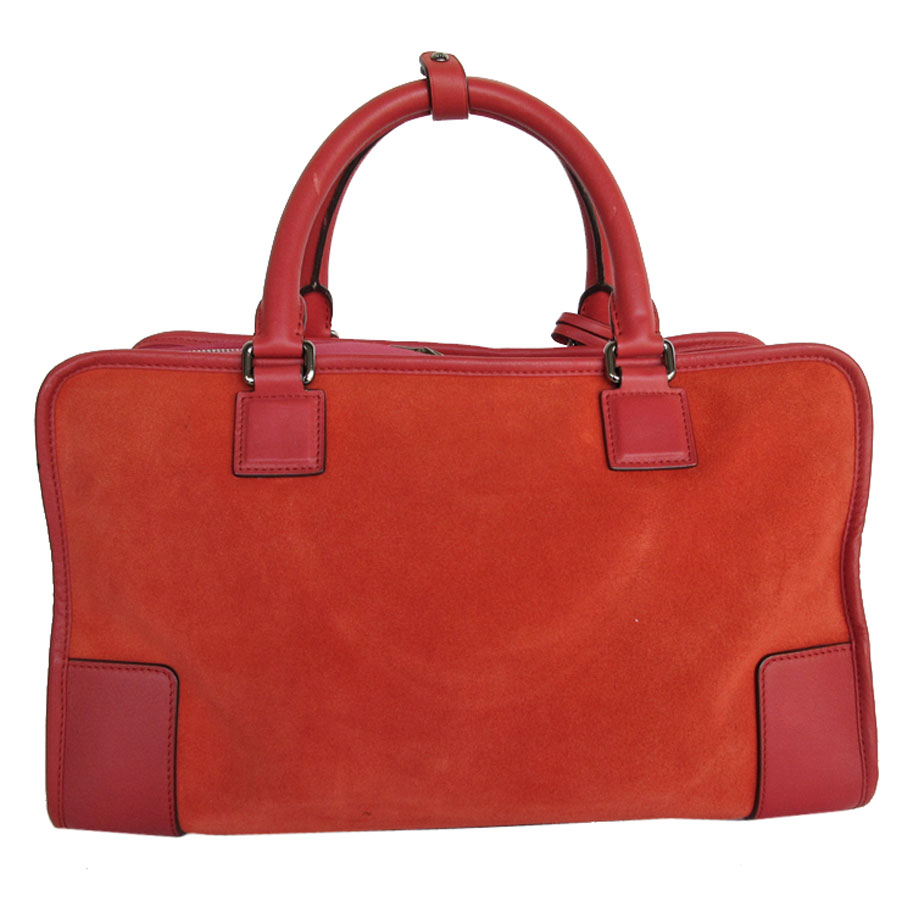ロエベ LOEWE ハンドバッグ アマソナ36 スエード/レザー レッド レディース 送料無料【中古】 s0300a