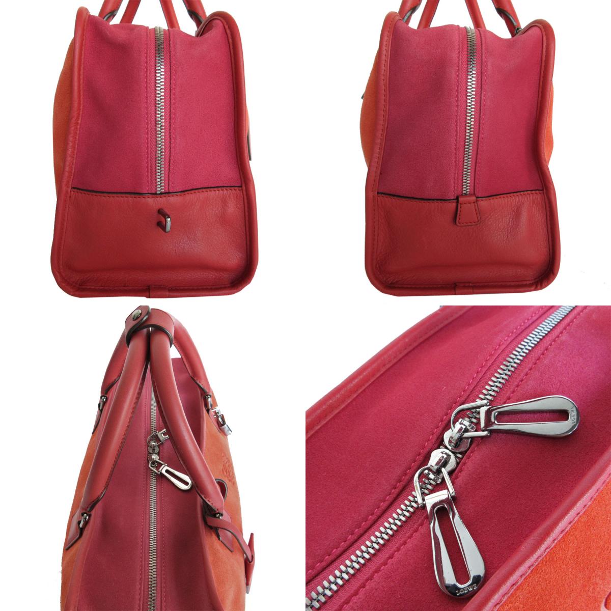 ロエベ LOEWE ハンドバッグ アマソナ36 スエード/レザー レッド レディース 送料無料【中古】 s0300a