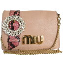 ミュウミュウ MIUMIU 斜め掛けショルダーバッグ レザー/ビジュー ピンクベージュ ゴールド レディース 送料無料【中古】 s0350k