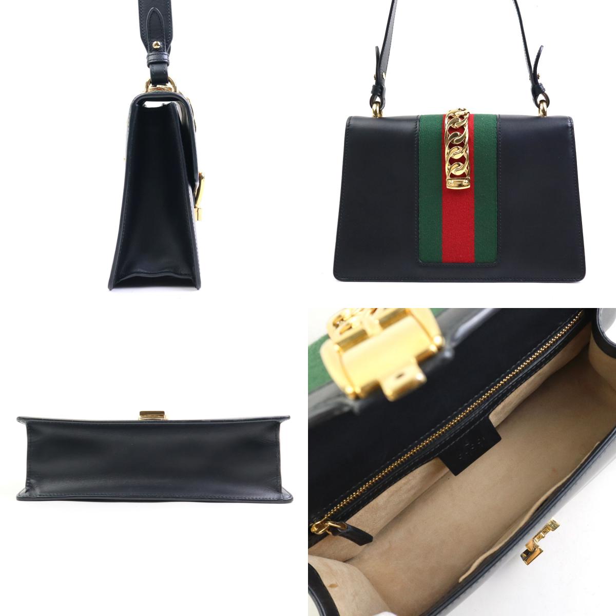 グッチ GUCCI 2Wayバッグ ショルダーバッグ シルヴィ レザー ブラック ゴールド レディース 421882 送料無料【中古】 e58960a