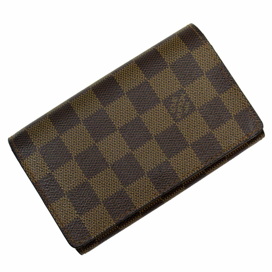 ルイ ヴィトン LOUIS VUITTON 二つ折り財布 ダミエ ポルトモネ ビエ トレゾール ダミエキャンバス ブラウン ユニセックス N61730 送料無料【中古】 t19471a