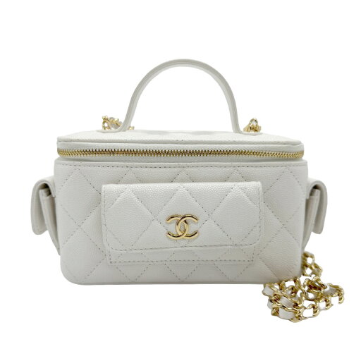 シャネル CHANEL ショルダーバッグ キャビアスキンレザー ホワイト レディース 送料無料【中古】 z2113 シャネル CHANEL ショルダーバッグ キャビアスキンレザー ホワイト レディース 送料無料【中古】 z2113