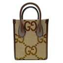 グッチ GUCCI ショルダーバッグ ハンドバッグ ジャンボGG キャンバス/レザー ブラウン ユニセックス 699406 送料無料【中古】 z2169(4)