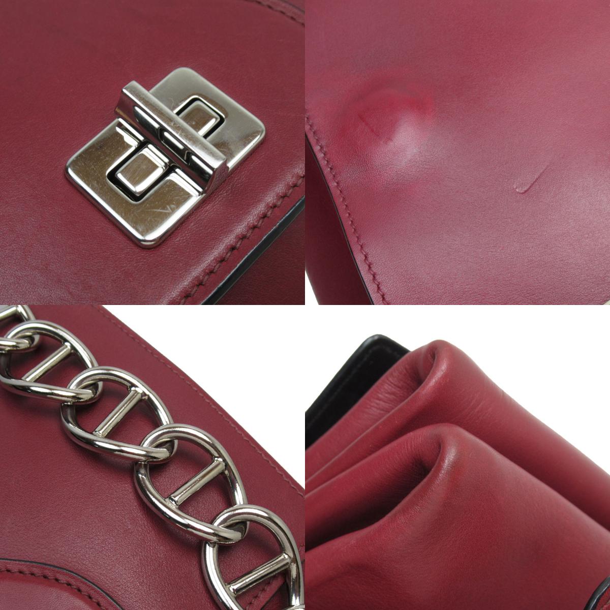 プラダ PRADA ショルダーバッグ レザー ダークレッド レディース 送料無料【中古】 t19500a