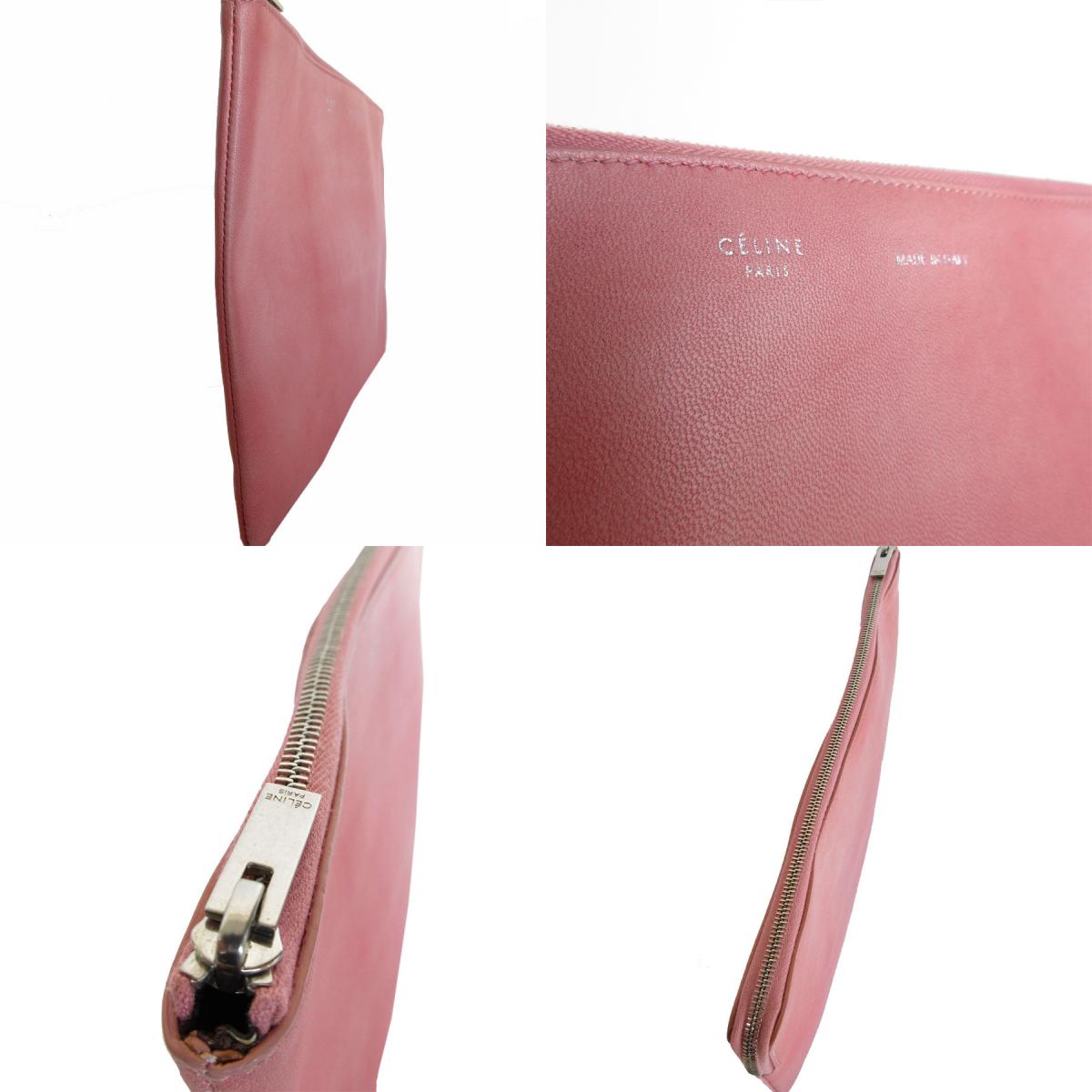 セリーヌ CELINE クラッチバッグ レザー ピンク レディース 送料無料【中古】 k0003