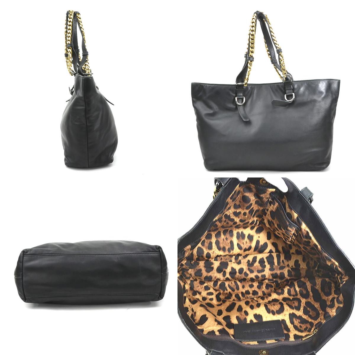 ドルチェアンドガッバーナ DOLCE&GABBANA ハンドバッグ レザー/メタル ブラック レディース 送料無料【中古】 h30563a