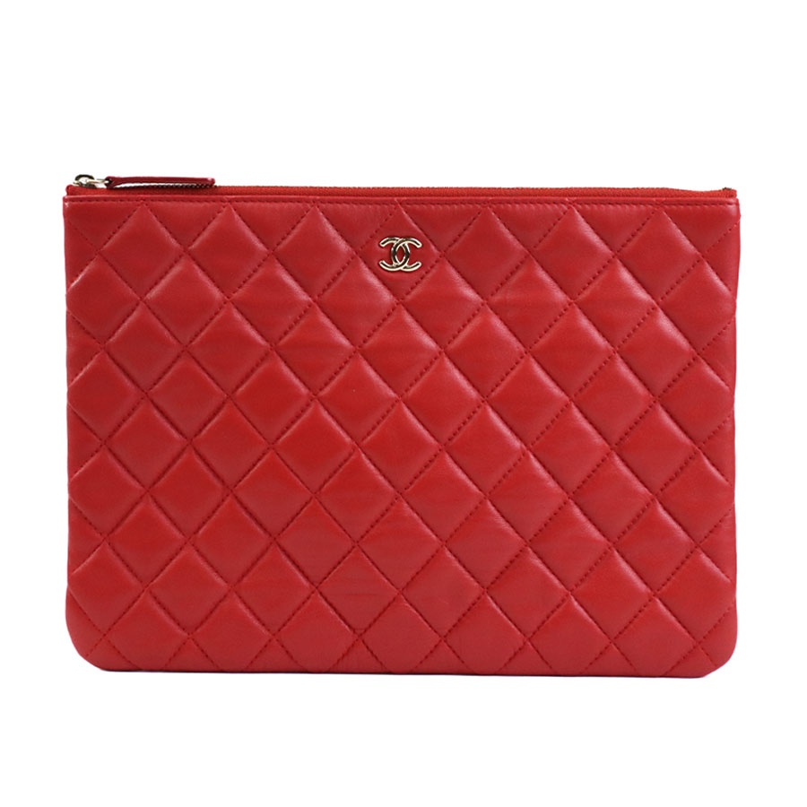 シャネル CHANEL クラッチバッグ マトラッセ レザー レッド ライトゴールド レディース 送料 ...