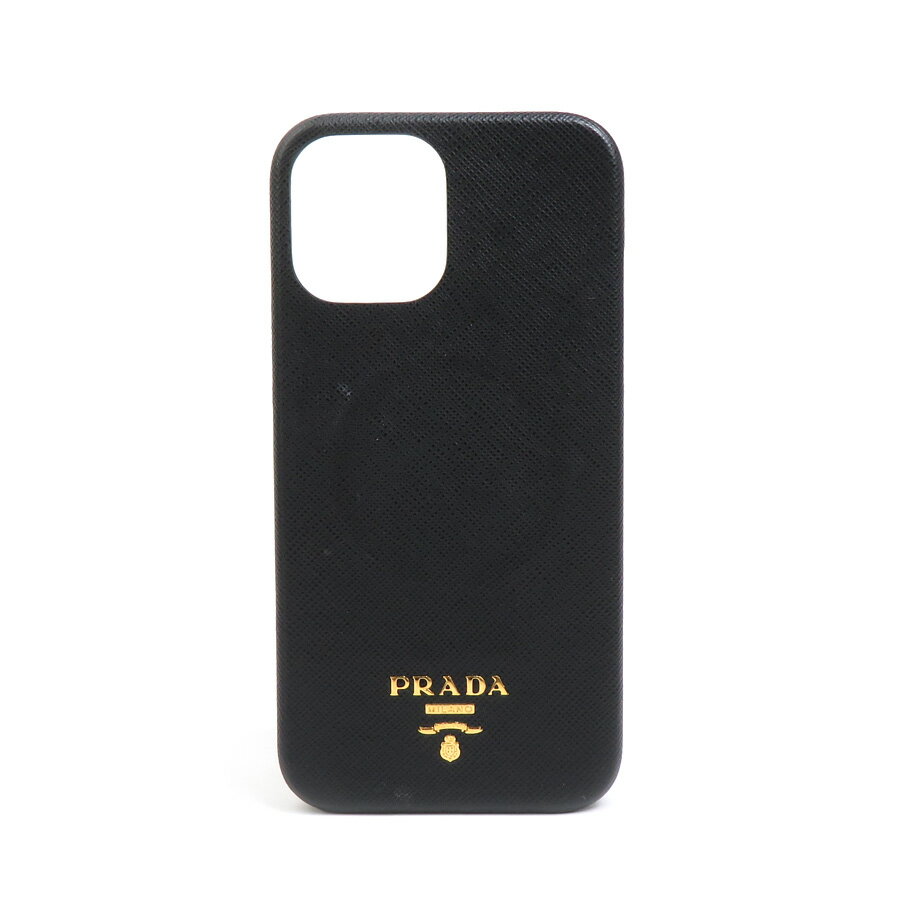 良品】PRADA iPhoneケース サフィアーノ 三角プレート ブラック 良品】PRADA iPhoneケース サフィアーノ 三角プレート ブラック