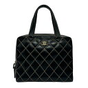 シャネル CHANEL ハンドバッグ ワイルドステッチ レザー ブラック ゴールド レディース 送料無料【中古】 n0620