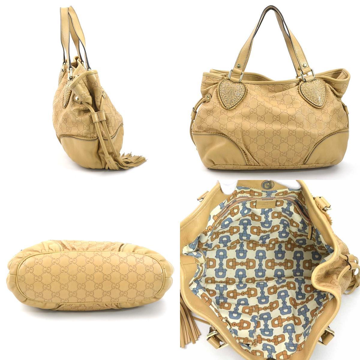 グッチ GUCCI ハンドバッグ グッチシマ レザー ベージュ ライトゴールド レディース 211955 送料無料【中古】 e59453a