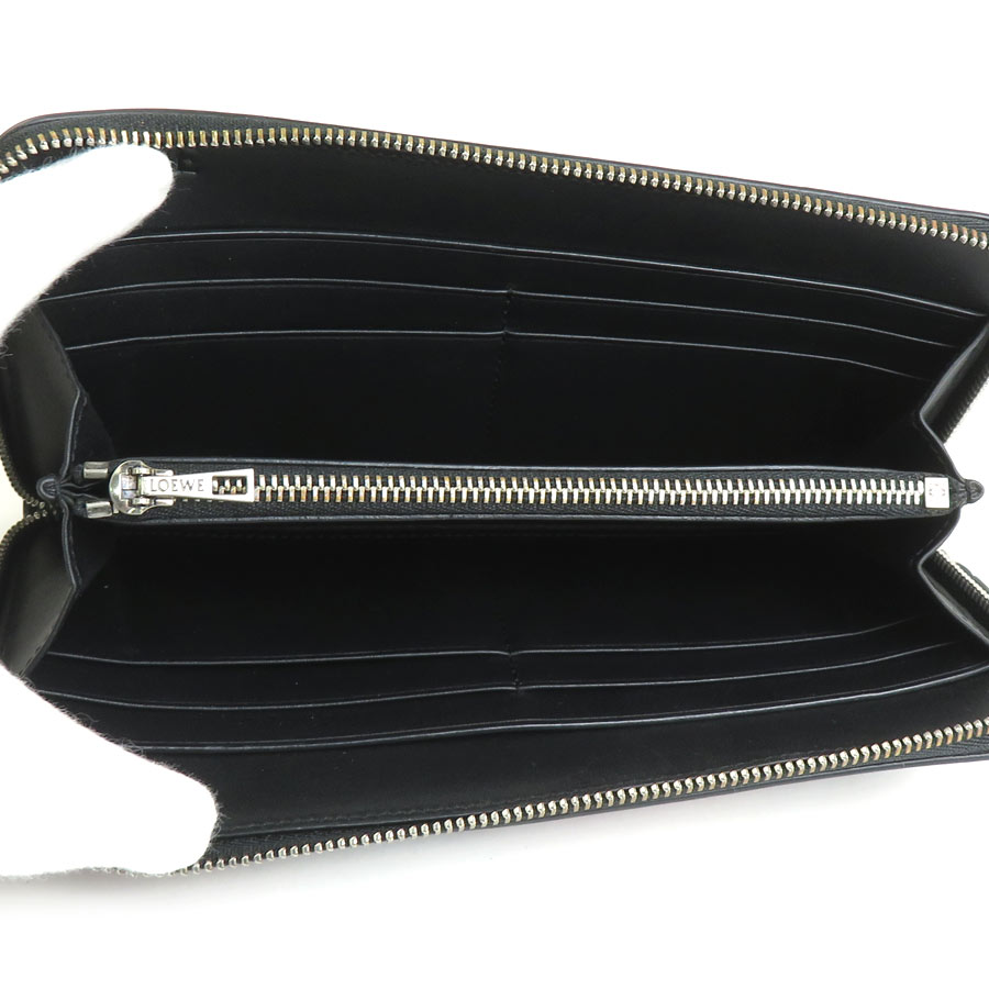 ロエベ LOEWE ラウンドファスナー長財布 レザー ブラウン×カーキ ユニセックス 送料無料【中古】 h30652a