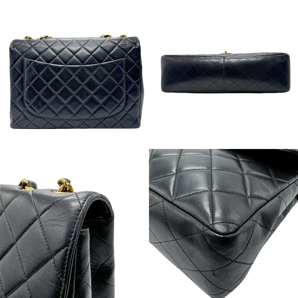 シャネル CHANEL ショルダーバッグ マトラッセ レザー ブラック ゴールド レディース 送料無料【中古】 z2685