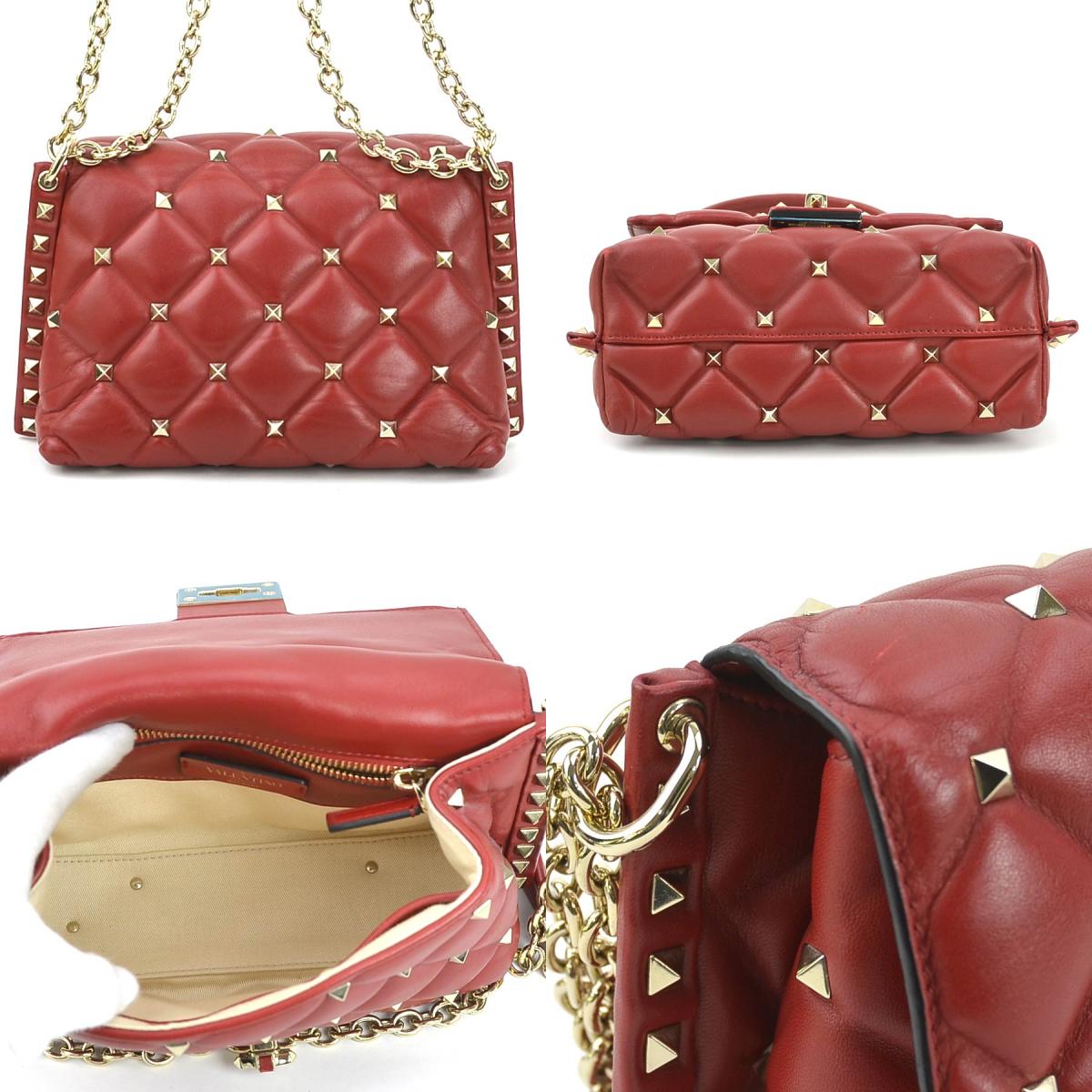 ヴァレンティノ ガラヴァーニ Valentino Garavani ショルダーバッグ キャンディ レザー/メタル ダークレッド/ゴールド レディース 送料無料【中古】 e59513a
