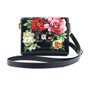 ドルチェアンドガッバーナ DOLCE&GABBANA 斜め掛けショルダーバッグ フラワー レザー ブラック/マルチカラー ゴールド レディース 送料無料【中古】 e59516g