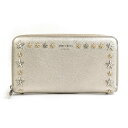 ジミーチュウ JIMMY CHOO ラウンドファスナー長財布 レザー ゴールド レディース 送料無料【中古】 55792g