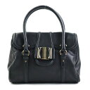 サルヴァトーレフェラガモ Salvatore Ferragamo ハンドバッグ レザー ブラック レディース 送料無料【中古】 h30747a