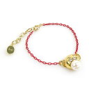 クリスチャンディオール Christian Dior ブレスレット メタル/フェイクパール ゴールド×レッド レディース 送料無料【中古】 r10307g(4)