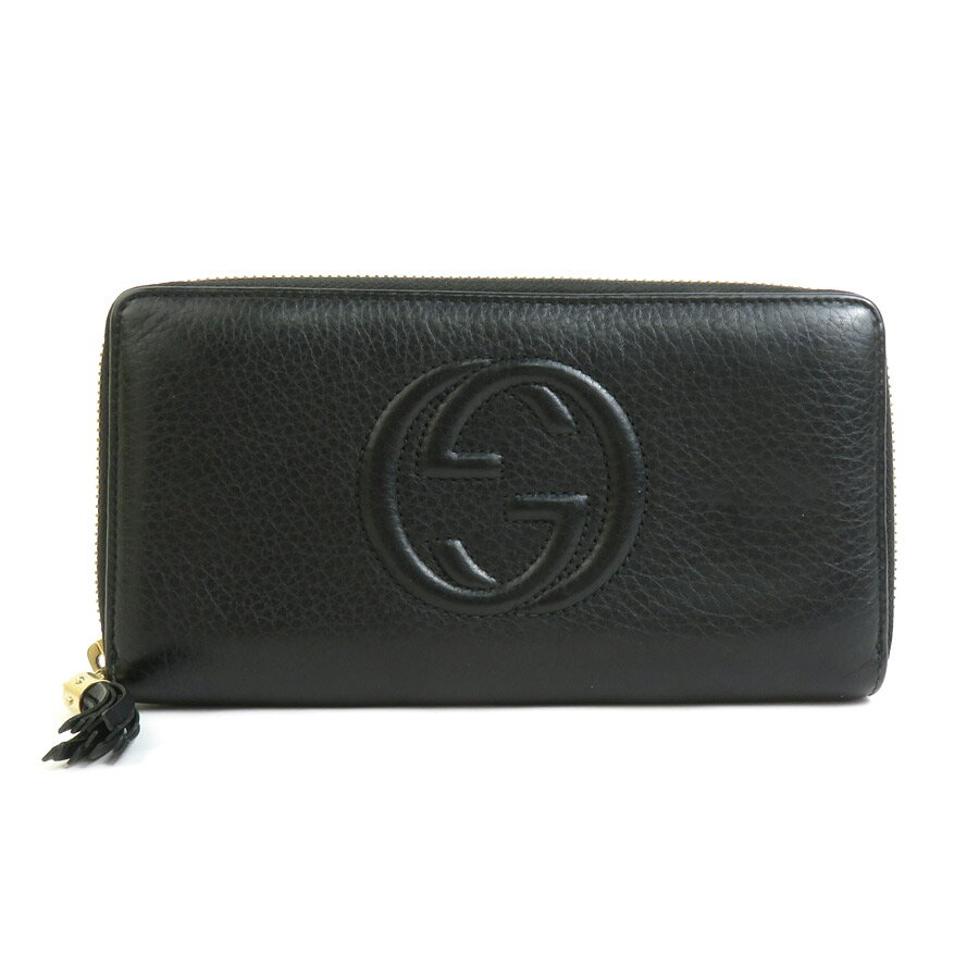グッチ GUCCI ラウンドファスナー長財布 ソーホー レザー ブラック ユニセックス 282413 送料無料【中古】 55946a