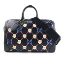 グッチ GUCCI ボストンバッグ レザー ブラック×マルチカラー ユニセックス 739955 送料無料【中古】 90018g