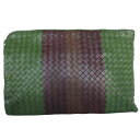 ボッテガヴェネタ BOTTEGAVENETA クラッチバッグ イントレチャート レザー グリーン/ブラウン メンズ 送料無料【中古】 s0534a