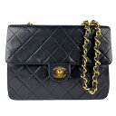 シャネル CHANEL ショルダーバッグ マトラッセ レザー/メタル ブラック/ゴールド レディース 送料無料【中古】 n1041(4)