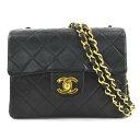 シャネル CHANEL ショルダーバッグ ラムスキン ブラック ゴールド レディース 送料無料【中古】 90028g