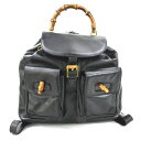 グッチ GUCCI リュック バンブー レザー ブラック ゴールド レディース 送料無料【中古】 w0940g