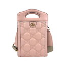 グッチ GUCCI 斜め掛けショルダーバッグ GGマトラッセ ミニトップハンドル レザー/キャンバス ピンク/ベージュ ゴールド レディース 723776 送料...