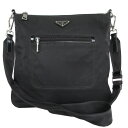 プラダ PRADA 斜め掛けショルダーバッグ レザー ブラック シルバー ユニセックス 送料無料【中古】 s0552a