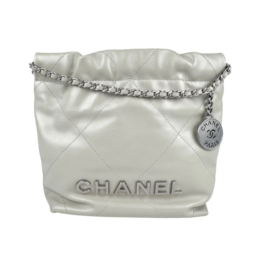 シャネル CHANEL ハンドバッグ 斜め掛けショルダーバッグ シャネル22 レザー グレージュ シルバー レディース 送料無料【中古】 z3826