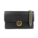 グッチ GUCCI ウォレットチェーン 斜め掛けショルダーバッグ レザー/メタル ブラック/ゴールド レディース 510314 送料無料【中古】 z3960