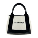 バレンシアガ BALENCIAGA ハンドバッグ ネイビーカバスXS キャンバス/レザー アイボリー/ブラック レディース 送料無料【中古】 z4042
