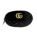 グッチ GUCCI ウエストバッグ ベルトバッグ GGマーモント ベルベット/レザー ブラック ゴールド レディース 387111 送料無料【中古】 n1157