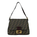フェンディ FENDI ショルダーバッグ ズッカ マンマバケット キャンバス/レザー ブラウン ゴールド レディース 送料無料【中古】 z4146
