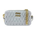 ミュウミュウ MIUMIU 斜め掛けショルダーバッグ マテラッセ レザー/メタル ライトブルー/ゴールド レディース 送料無料【中古】 z4168