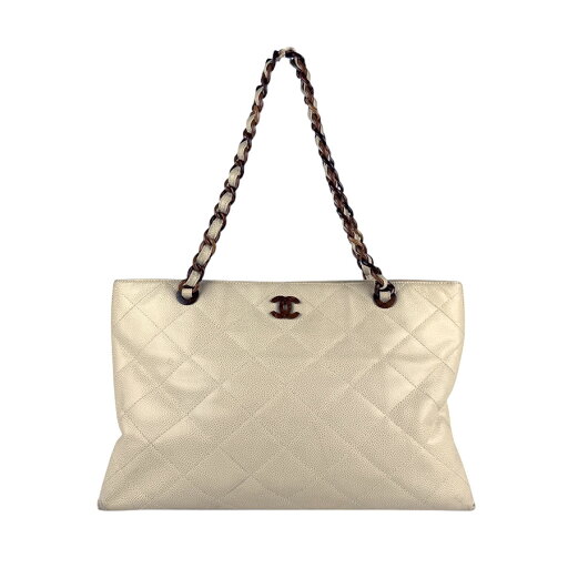 シャネル CHANEL ショルダーバッグ キャビアスキンレザー/プラスチック ベージュ/ブラウン レディース 送料無料【中古】 n1164 シャネル CHANEL ショルダーバッグ キャビアスキンレザー/プラスチック ベージュ/ブラウン レディース 送料無料【中古】 n1164