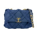 シャネル CHANEL ショルダーバッグ ハンドバッグ キャンバス ネイビーブルー ゴールド/シルバー レディース 送料無料【中古】 z4288(4)