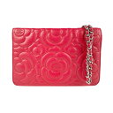 シャネル CHANEL チェーンウォレット カメリア レザー レッド レディース 送料無料【中古】 z4315