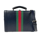 グッチ GUCCI ブリーフケース トップハンドル ビューティーケース レザー ネイビー レディース 722180 送料無料【中古】 z4373