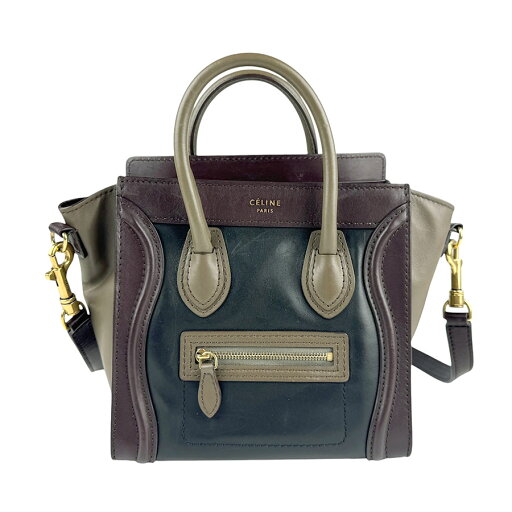 セリーヌ CELINE ハンドバッグ 斜め掛けショルダーバッグ ラゲージ ナノショッパー レザー ブラック/ブラウン/カーキ ゴールド レディース 送料無料【中古】 z4385 セリーヌ CELINE ハンドバッグ 斜め掛けショルダーバッグ ラゲージ ナノショッパー レザー ブラック/ブラウン/カーキ ゴールド レディース 送料無料【中古】 z4385