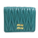 ミュウミュウ MIUMIU 二つ折り財布 マテラッセ レザー グリーン レディース 送料無料【中古】 r10499k