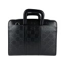グッチ GUCCI ブリーフケース ビジネスバッグ ショルダーバッグ GGエンボス レザー ブラック メンズ 725165 送料無料【中古】 z4735