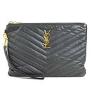 サンローラン SAINT LAURENT クラッチバッグ レザー ブラック ゴールド レディース 送料無料【中古】 e60260k