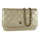 シャネル CHANEL ウォレットチェーン 斜め掛けショルダーバッグ レザー ゴールド ゴールド レディース 送料無料【中古】 z4817